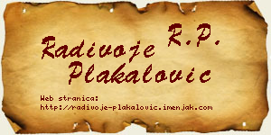 Radivoje Plakalović vizit kartica